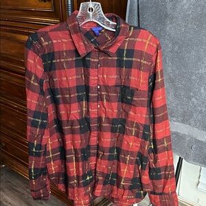 Aeropostale Red and Black Checkered Men's Shirt